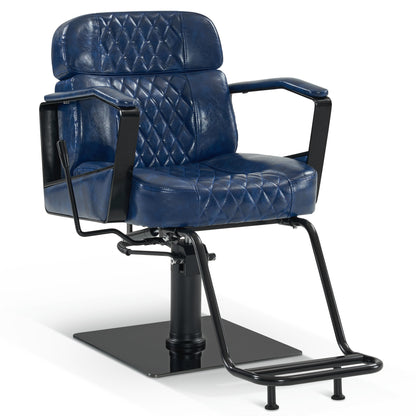 BarberPub Reclining Barber Chair, Blue Hydraulic Hair Stylist Salon Chair 3068