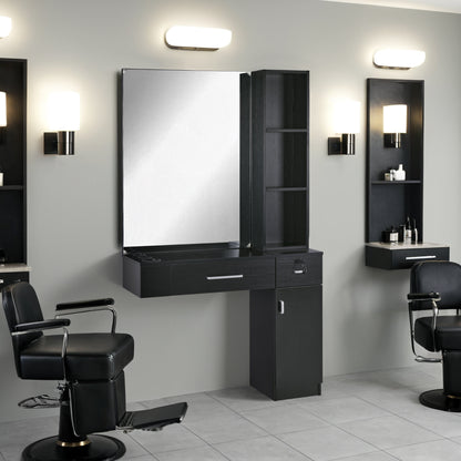BarberPub Wall Mount Hair Styling Barber Station with Mirror Beauty Equipment 3026