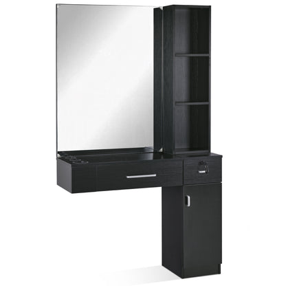 BarberPub Wall Mount Hair Styling Barber Station with Mirror Beauty Equipment 3026