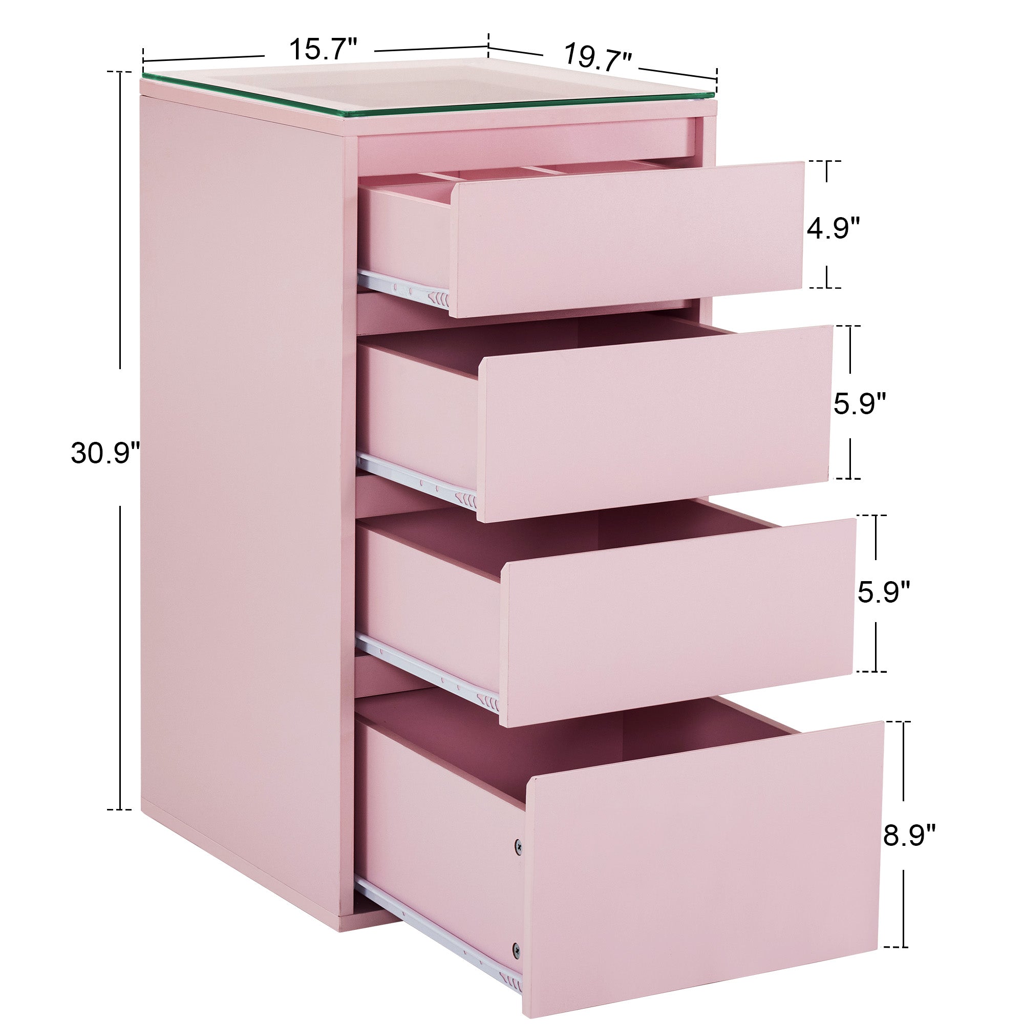 BarberPub Salon Storage Cabinet with Glass Top, Beauty Station 3381-1