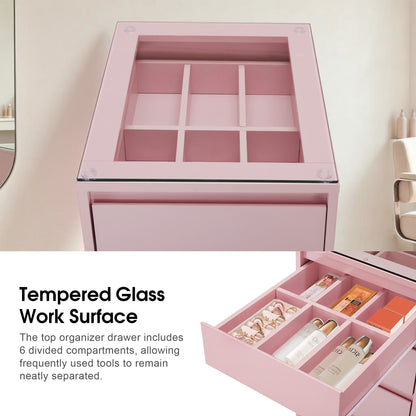 BarberPub Salon Storage Cabinet with Glass Top, Beauty Station 3381-1