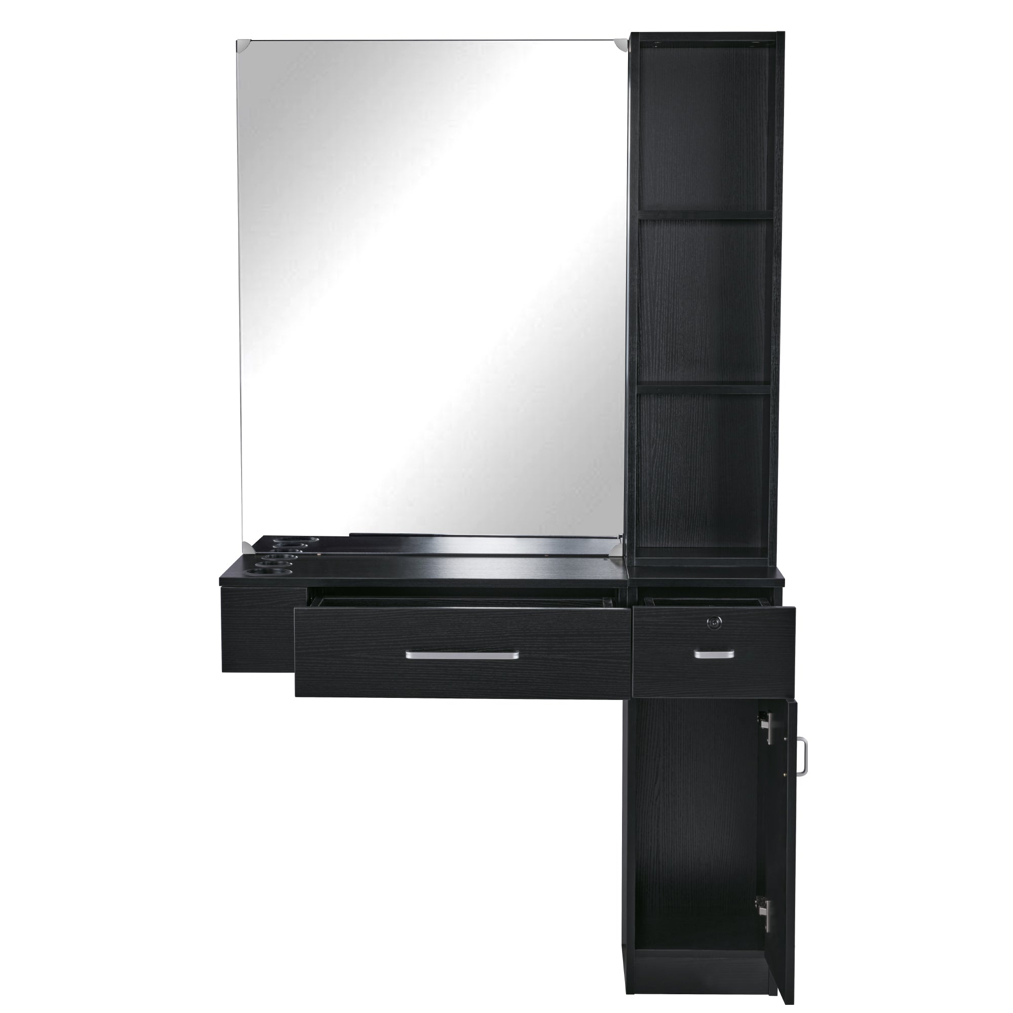 BarberPub Wall Mount Hair Styling Barber Station with Mirror Beauty Equipment 3026