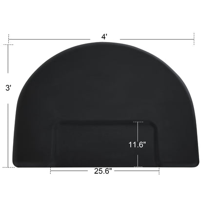 Anti-Fatigue Salon Comfort Mat for Square Base Chair, 3 x 4 ft Semicircle Standing Floor Mat 0065/0075