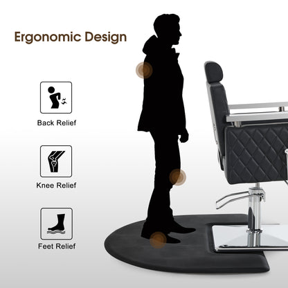 Anti-Fatigue Salon Comfort Mat for Square Base Chair, 3 x 4 ft Semicircle Standing Floor Mat 0065/0075