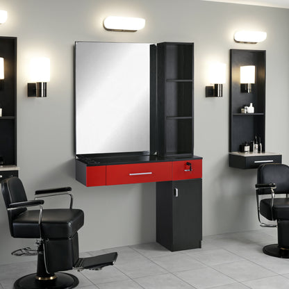 BarberPub Wall Mount Hair Styling Barber Station with Mirror Beauty Equipment 3026