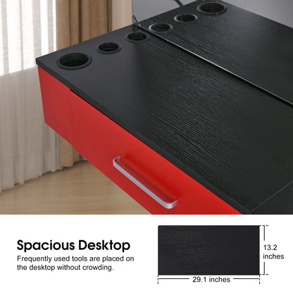 BarberPub Wall Mount Hair Styling Barber Station with Mirror Beauty Equipment 3026