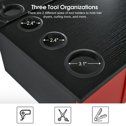 BarberPub Wall Mount Hair Styling Barber Station with Mirror Beauty Equipment 3026