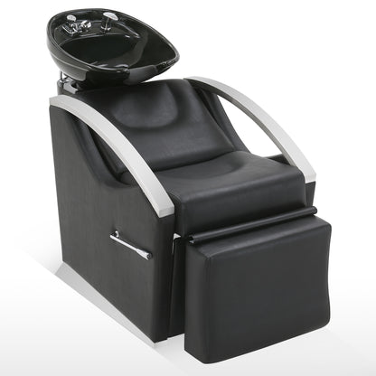 BarberPub Backwash Bowl Shampoo Chair,Ceramic Bowl Station Barber Salon 9077