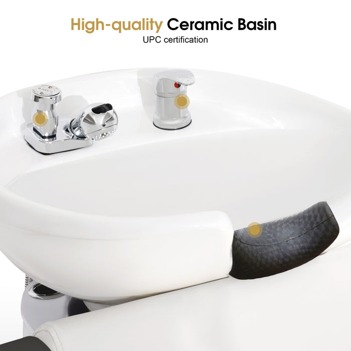 BarberPub Backwash Ceramic Shampoo Bowl Sink Chair Station Spa Salon Beauty Bowls 9089