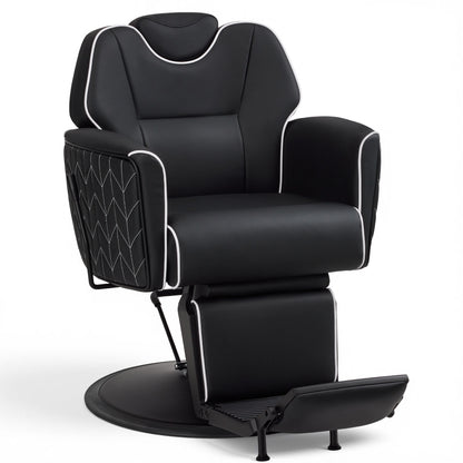 BarberPub Classic Barber Chair, Dual Hand Levers for Left-handed Users, Reclining Salon Chair, 9274