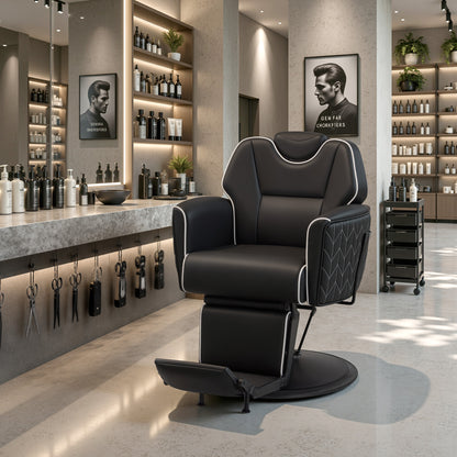 BarberPub Classic Barber Chair, Dual Hand Levers for Left-handed Users, Reclining Salon Chair, 9274