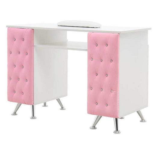 BarberPub Manicure Table with Drawers, Acetone Resistant Nail Desk, Spa Salon Storage Equipment 2671