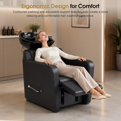 BarberPub Backwash Shampoo Chair and Bowl Set for Salon, 9064