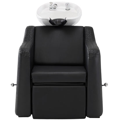 BarberPub Shampoo Chair and Bowl Set, Dual Side Hand Levers, 9043