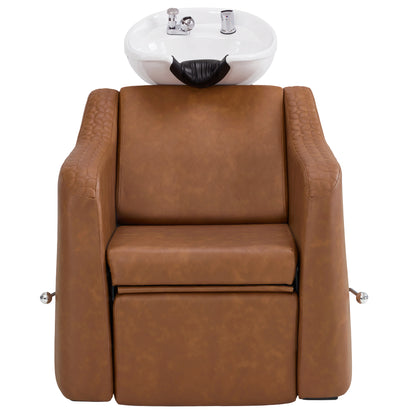BarberPub Shampoo Chair and Bowl Set, Dual Side Hand Levers, 9043