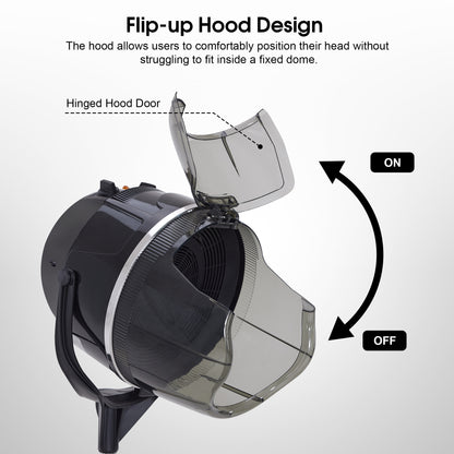 BarberPub 1300W Adjustable Hooded Floor Hair Bonnet Dryer Stand Up Rolling Base VHD08