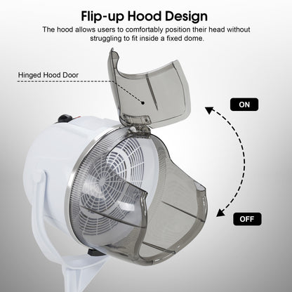 BarberPub 1300W Adjustable Hooded Floor Hair Bonnet Dryer Stand Up Rolling Base VHD08