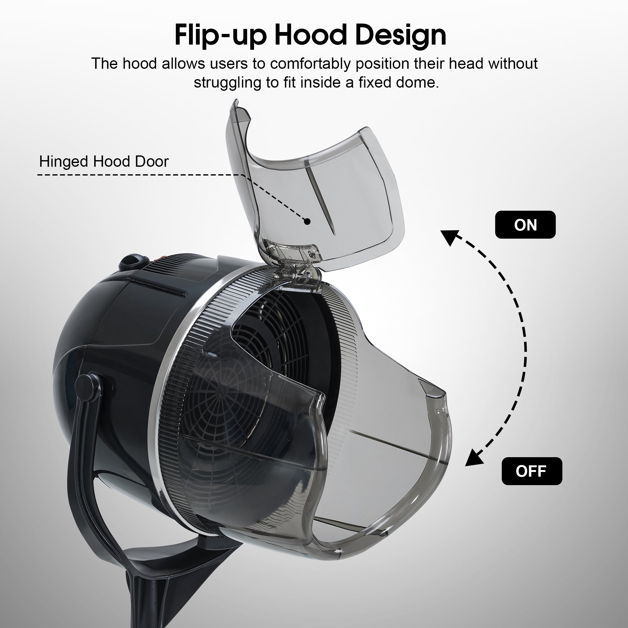 BarberPub 1300W Adjustable Hooded Floor Hair Bonnet Dryer Stand Up Rolling Base VHD08