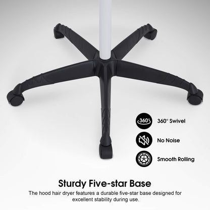 BarberPub 1300W Adjustable Hooded Floor Hair Bonnet Dryer Stand Up Rolling Base VHD08