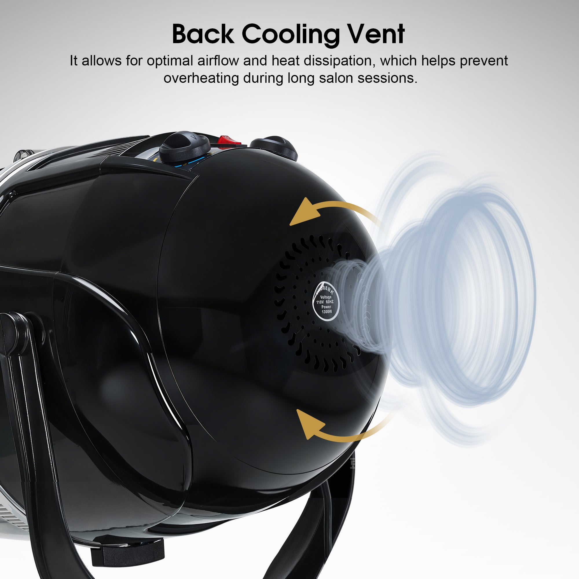 BarberPub 1300W Adjustable Hooded Floor Hair Bonnet Dryer Stand Up Rolling Base VHD08