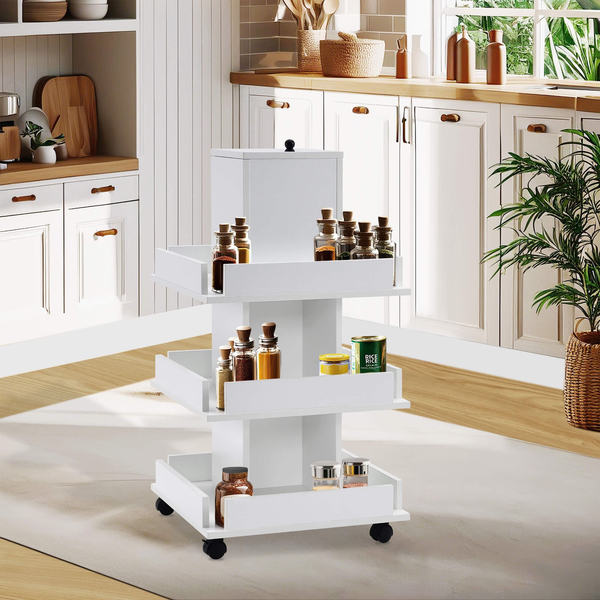 Multi-functional Storage Salon Trolley, Beauty 3-Tier Storage Equipment, Kitchen Trolley 2038