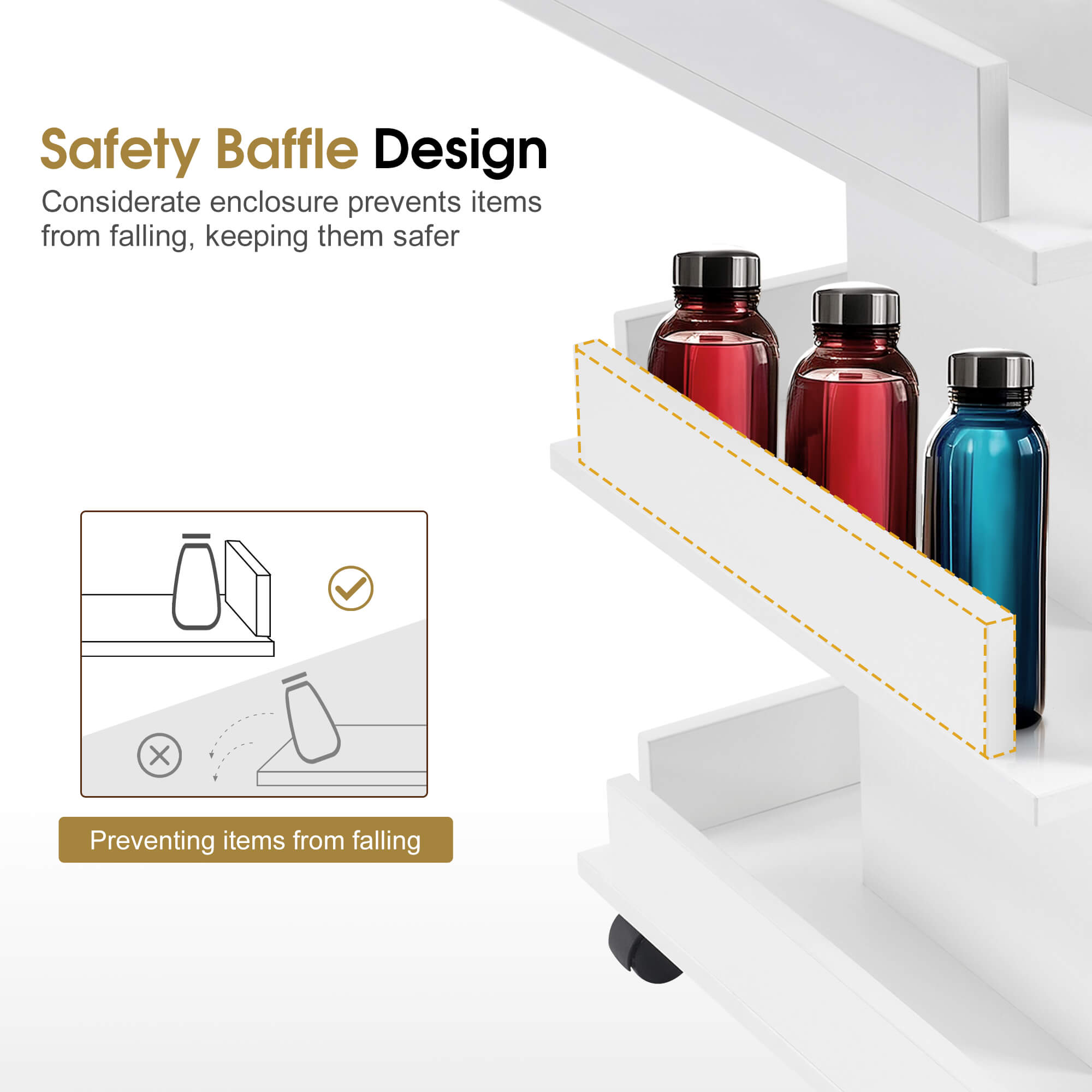 Multi-functional Storage Salon Trolley, Beauty 3-Tier Storage Equipment, Kitchen Trolley 2038