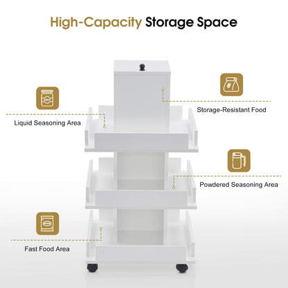 Multi-functional Storage Salon Trolley, Beauty 3-Tier Storage Equipment, Kitchen Trolley 2038