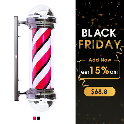 BarberPub Barber Pole Rotating LED Strips Metal Hair Salon Sign L016