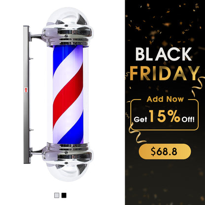 BarberPub Barber Pole Rotating LED Strips Metal Hair Salon Sign L016