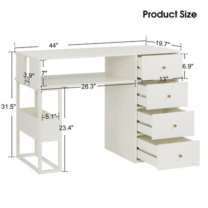 BarberPub Modern Manicure Table with Built-In Storage, AC Outlets, and USB Ports 2993