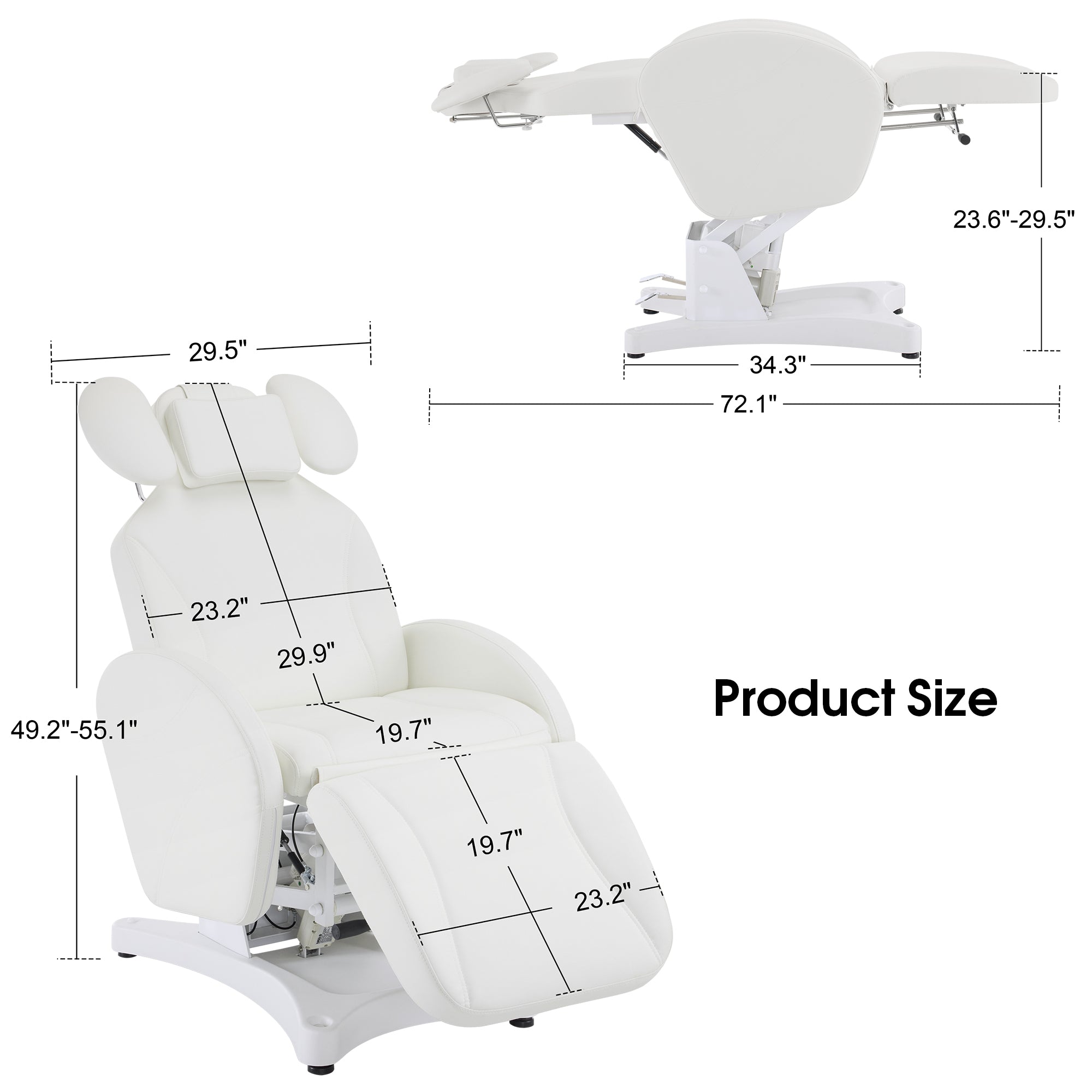 BarberPub Electric Esthetician Bed, Ergonomic Facial Massage Table with 1 Motor, 330 lbs Capacity 2114