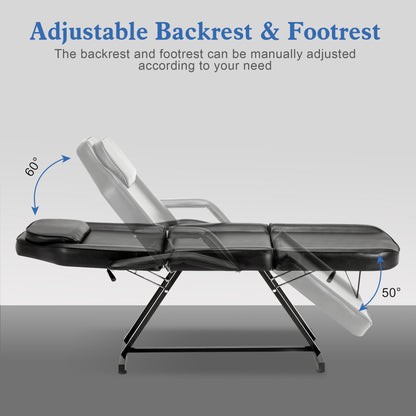 BarberPub Adjustable Tattoo Chair, Facial Chair for Client, 72 Inches Massage Table 0015