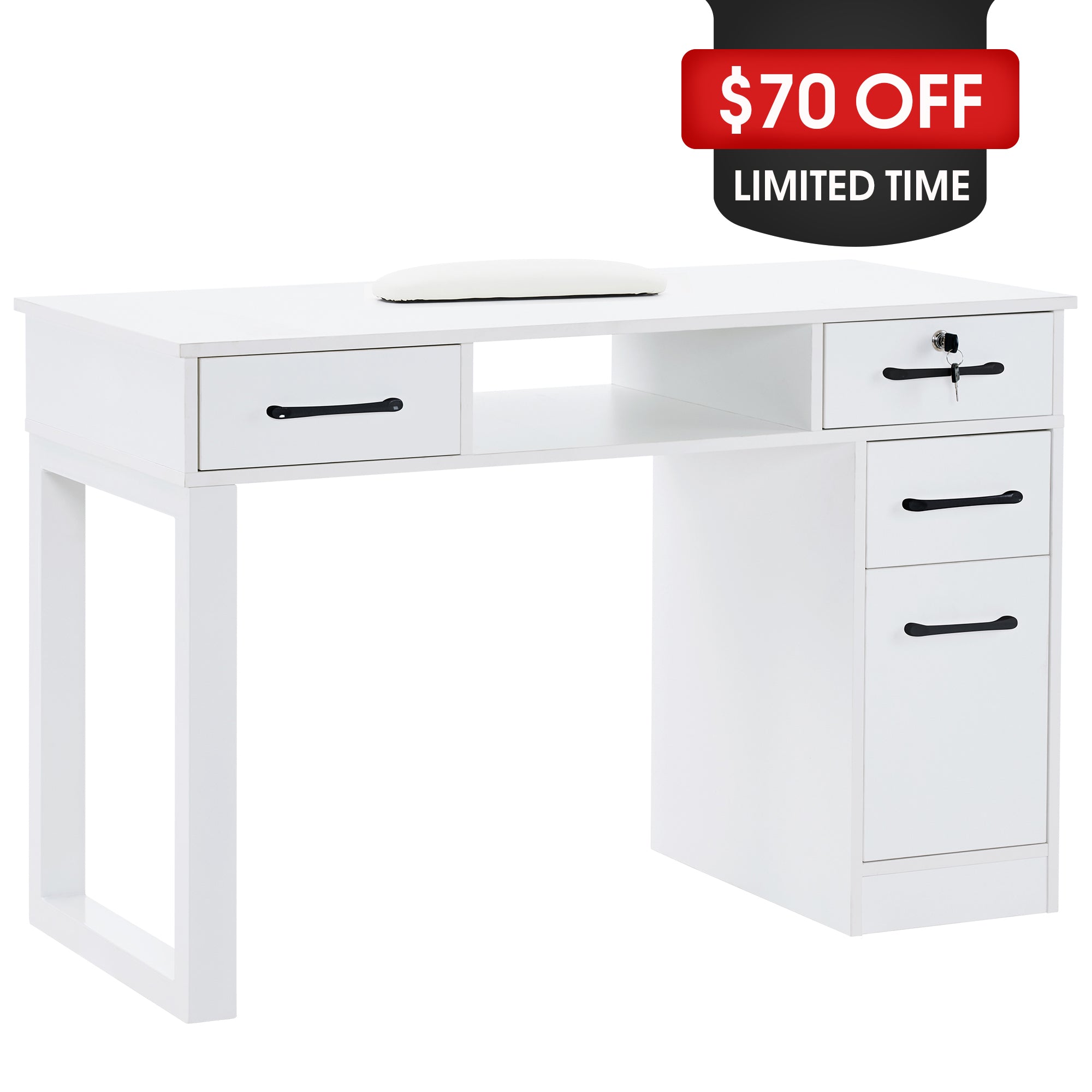 BarberPub Nail Makeup Desk with Drawers Manicure Home Office Workstation 2844