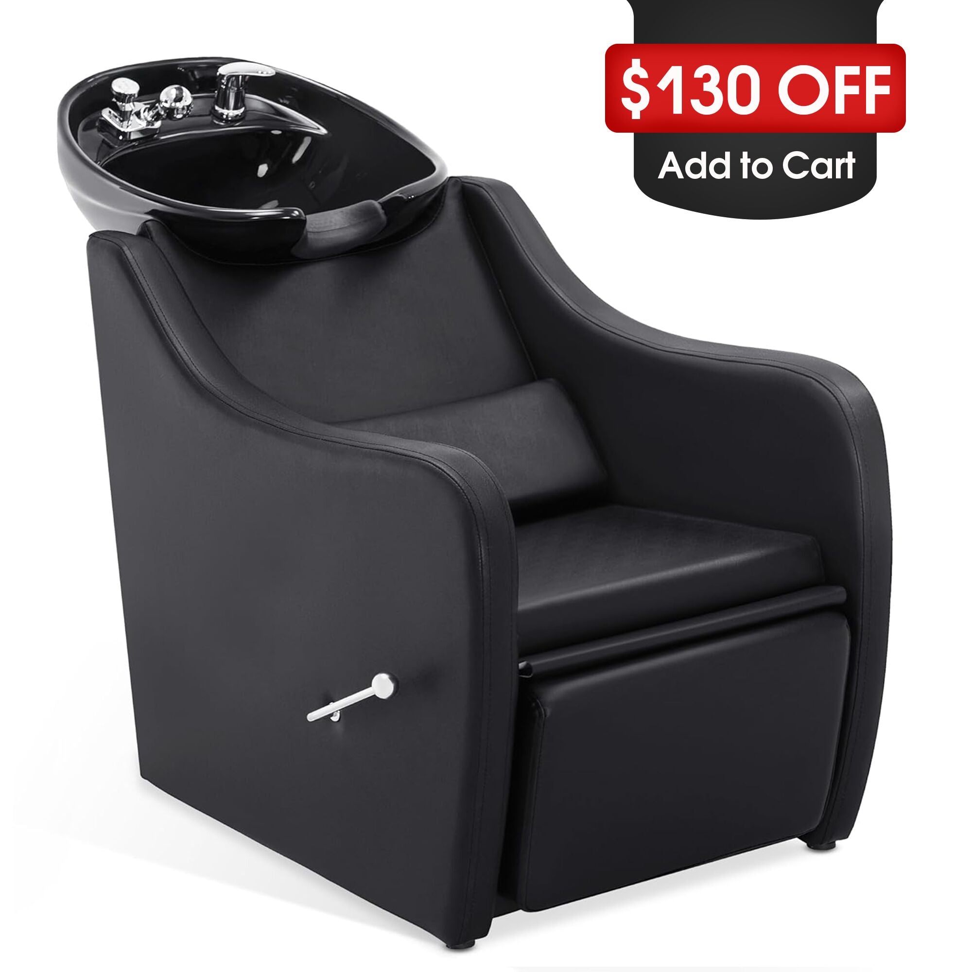 BarberPub Backwash Salon Shampoo Chair, Ceramic Shampoo Bowl for Barbershop 9090