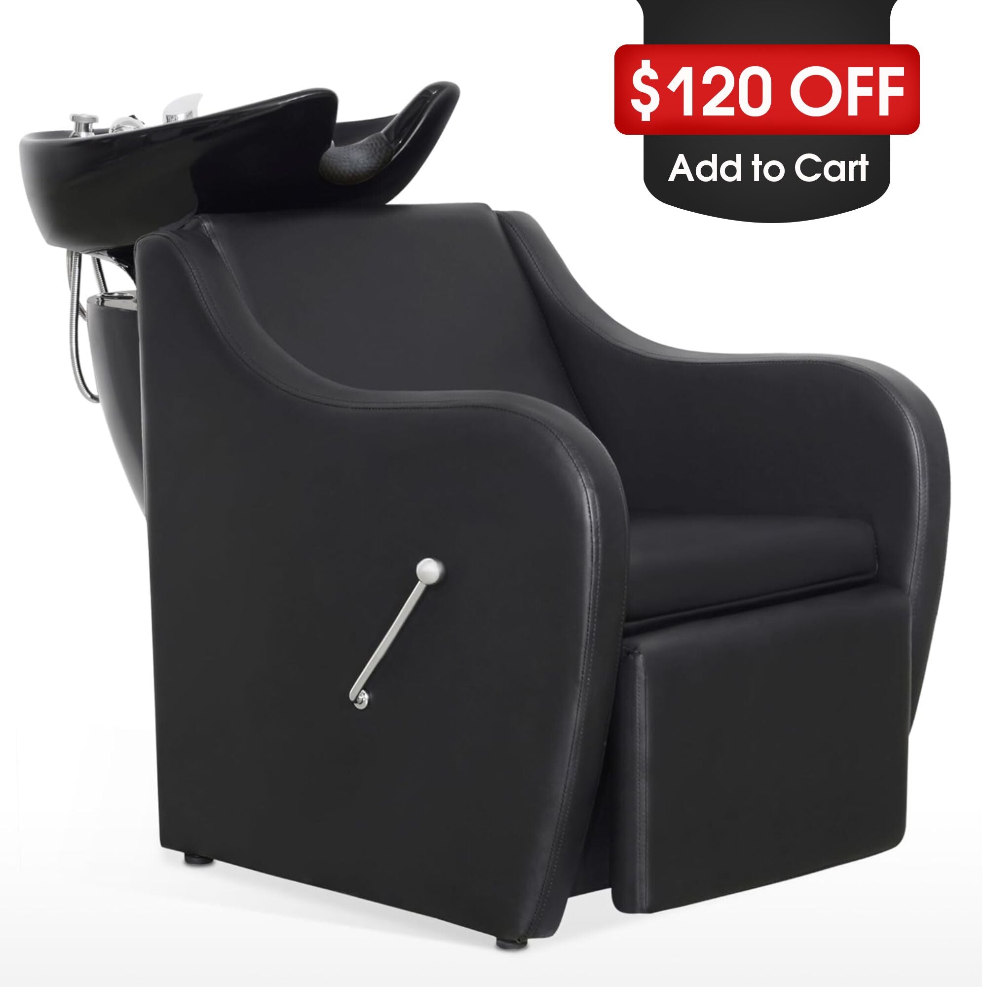 BarberPub Shampoo Station Chair for Salon, Backwash Ceramic Shampoo Bowl 9089
