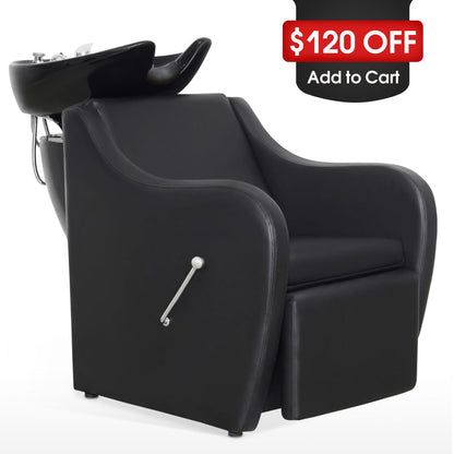BarberPub Shampoo Station Chair for Salon, Backwash Ceramic Shampoo Bowl 9089