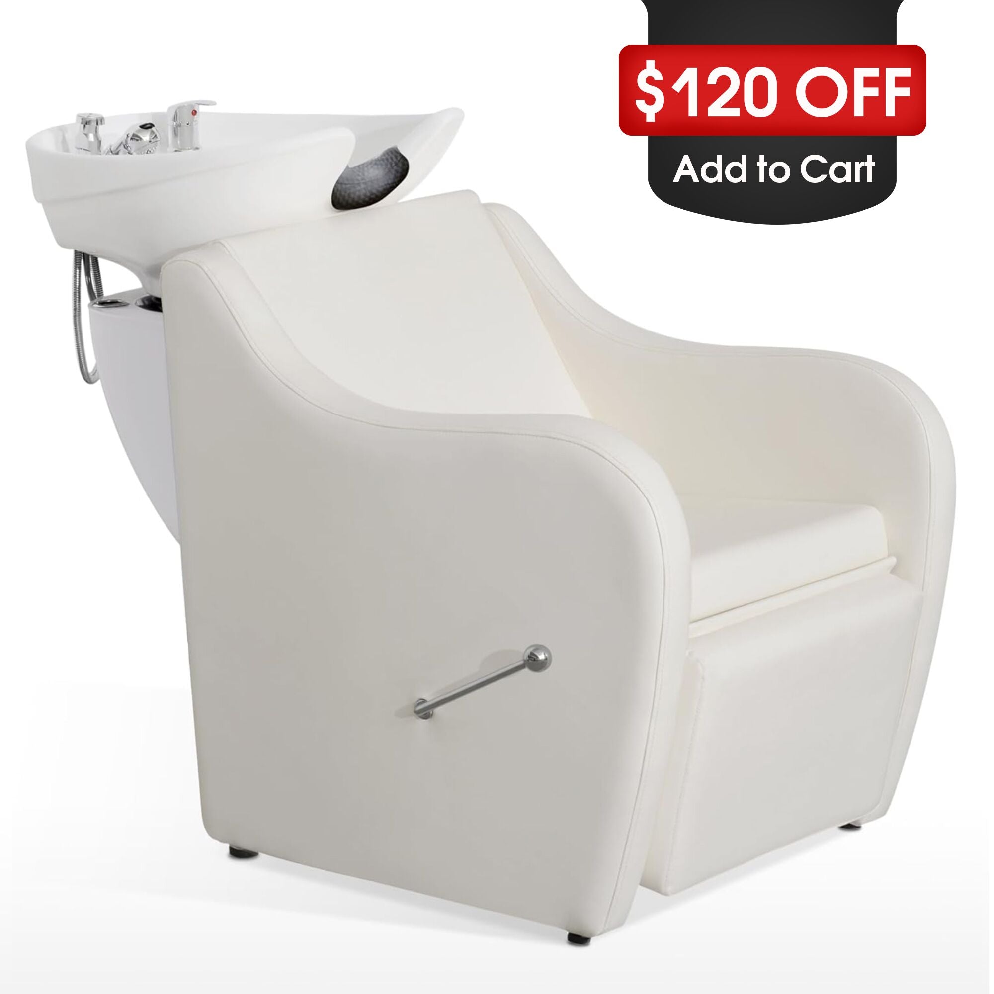 BarberPub Shampoo Station Chair for Salon, Backwash Ceramic Shampoo Bowl 9089