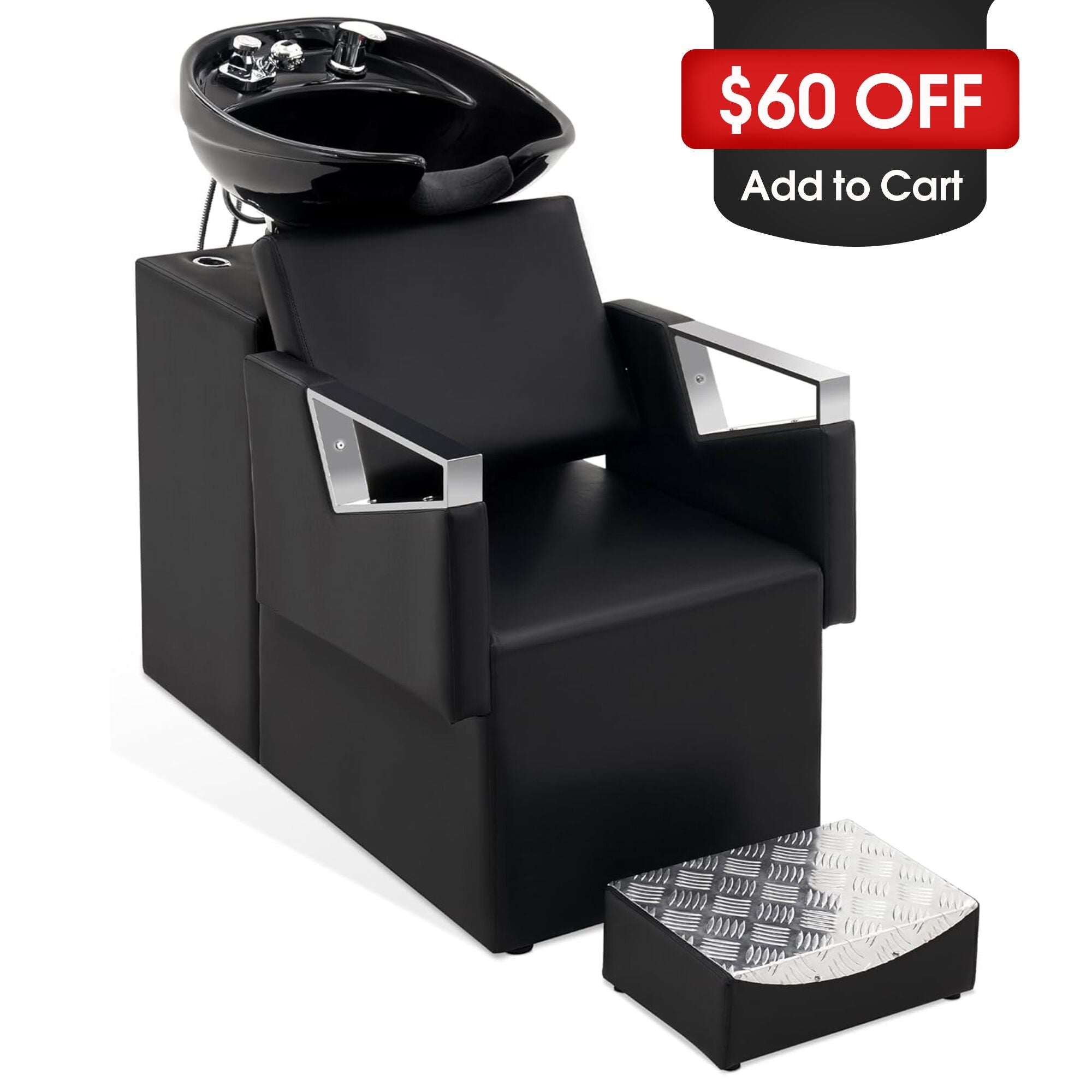 BarberPub Shampoo Station Chair, Ceramic Shampoo Bowl Sink Chair Salon 9080