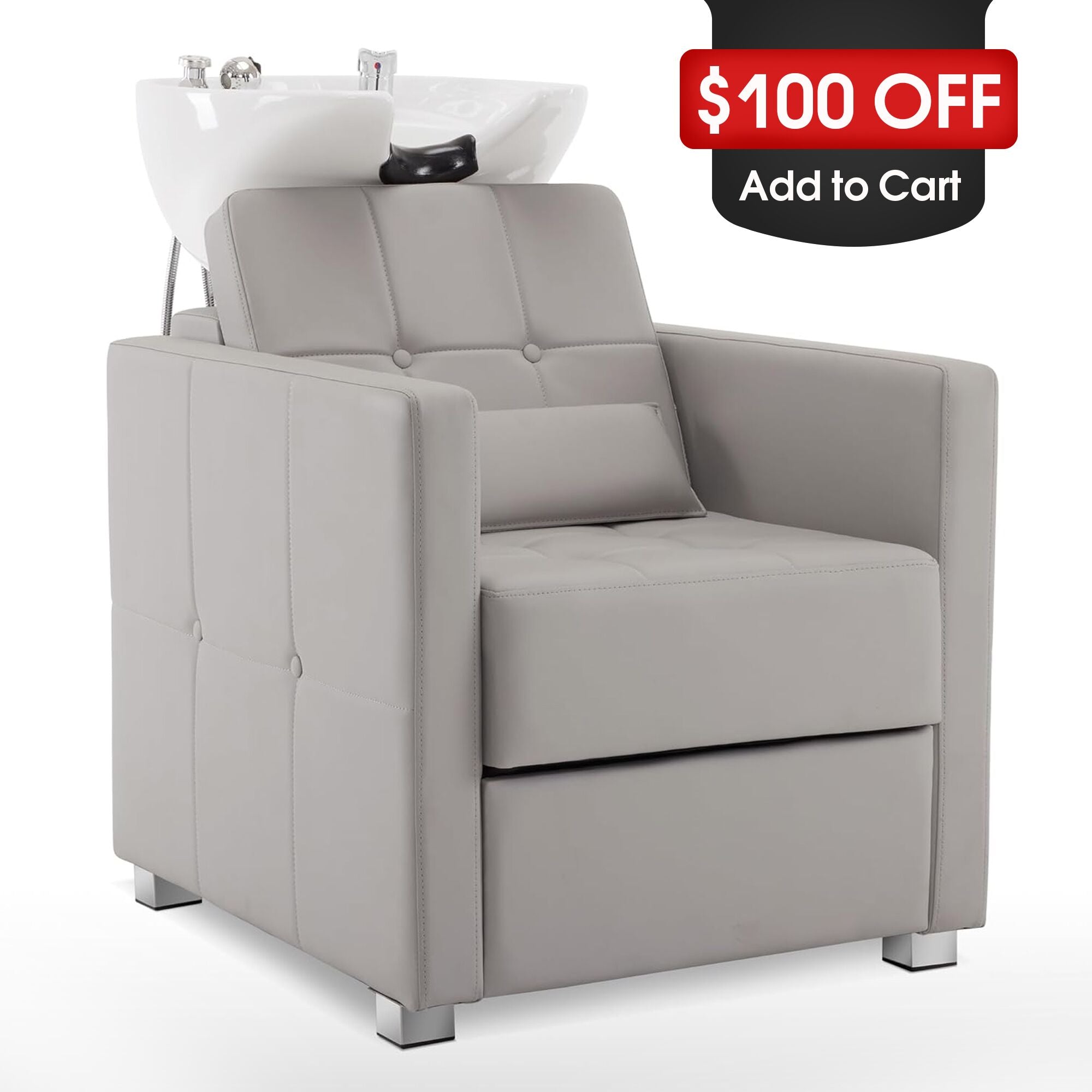 BarberPub Shampoo Chair with Backwash Ceramic shampoo Bowl Unit Station 9309