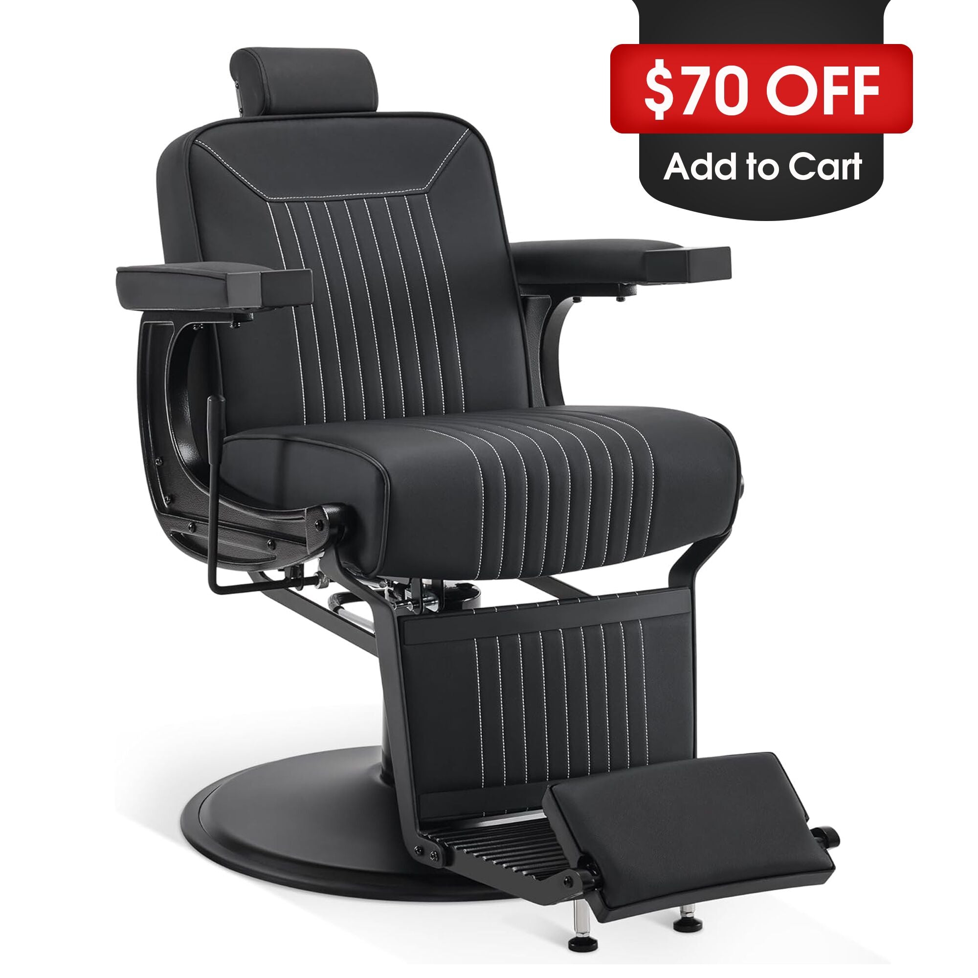 BarberPub Reclining Barber Chair, Hydraulic Styling Salon Chair for Hair Stylist 8334