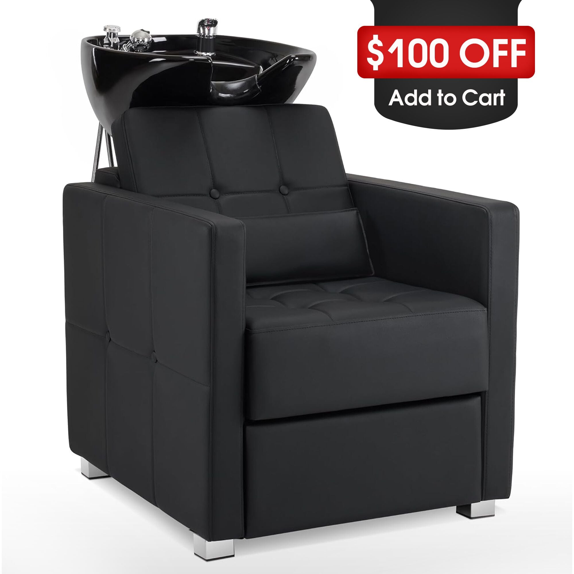 BarberPub Shampoo Chair with Backwash Ceramic shampoo Bowl Unit Station 9309