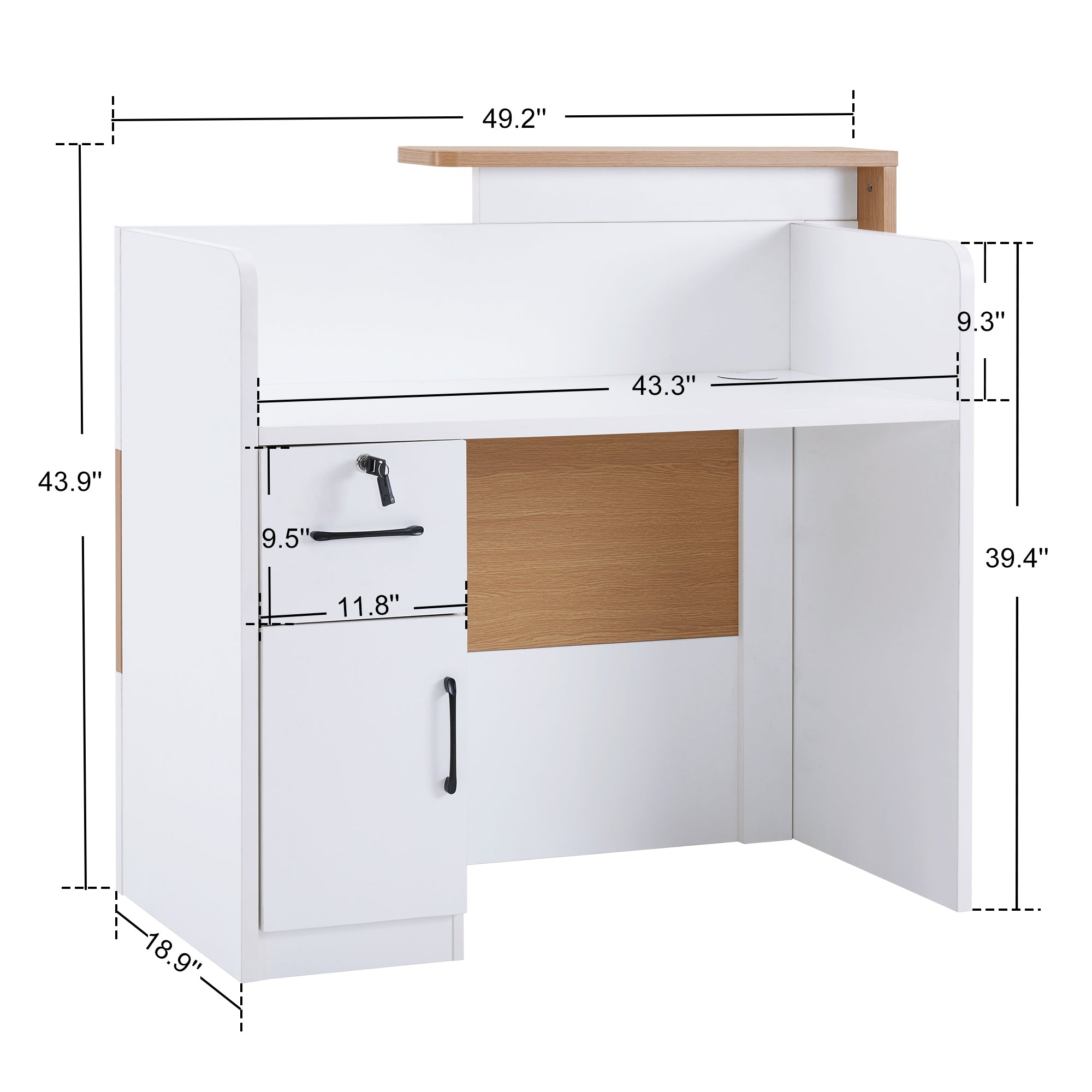 BarberPub Salon Reception Desk with Lockable Drawer, Lobby Cashier Table Office Front Desk for Checkout 3794