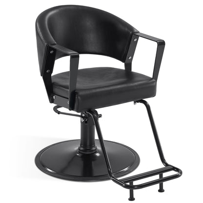 BarberPub Hydraulic Salon Chair, All Black 360° Swivel Hair Styling Chair 8517