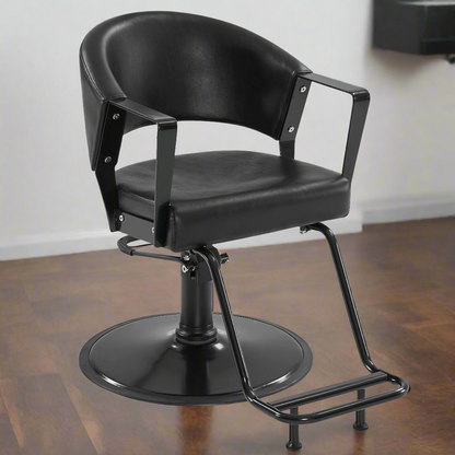 BarberPub Hydraulic Salon Chair, All Black 360° Swivel Hair Styling Chair 8517