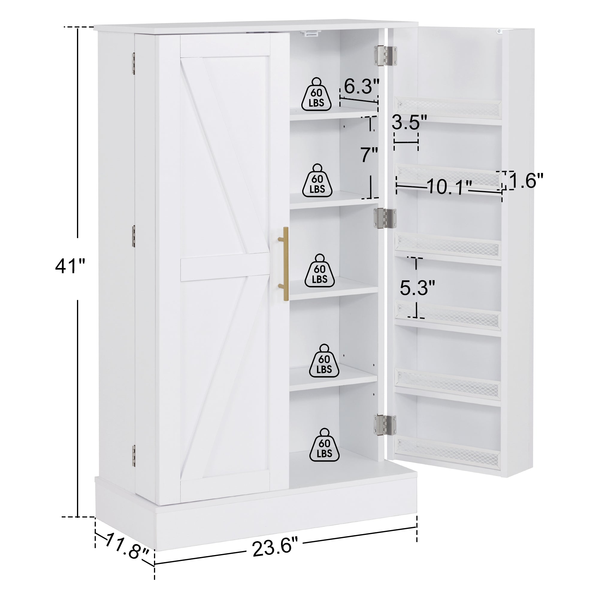 BarberPub Multi-Functional Storage Cabinet with Adjustable Shelves Beauty Salon Organizer 2024