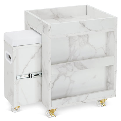 BarberPub Foot Nail Cart with Diverse Storage Spaces, Mobile Pedicure Trolley Featuring 4 Lockable Wheels 2091/2099
