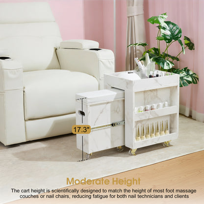 BarberPub Foot Nail Cart with Diverse Storage Spaces, Mobile Pedicure Trolley Featuring 4 Lockable Wheels 2091/2099