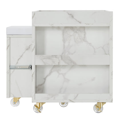 BarberPub Foot Nail Cart with Diverse Storage Spaces, Mobile Pedicure Trolley Featuring 4 Lockable Wheels 2091/2099