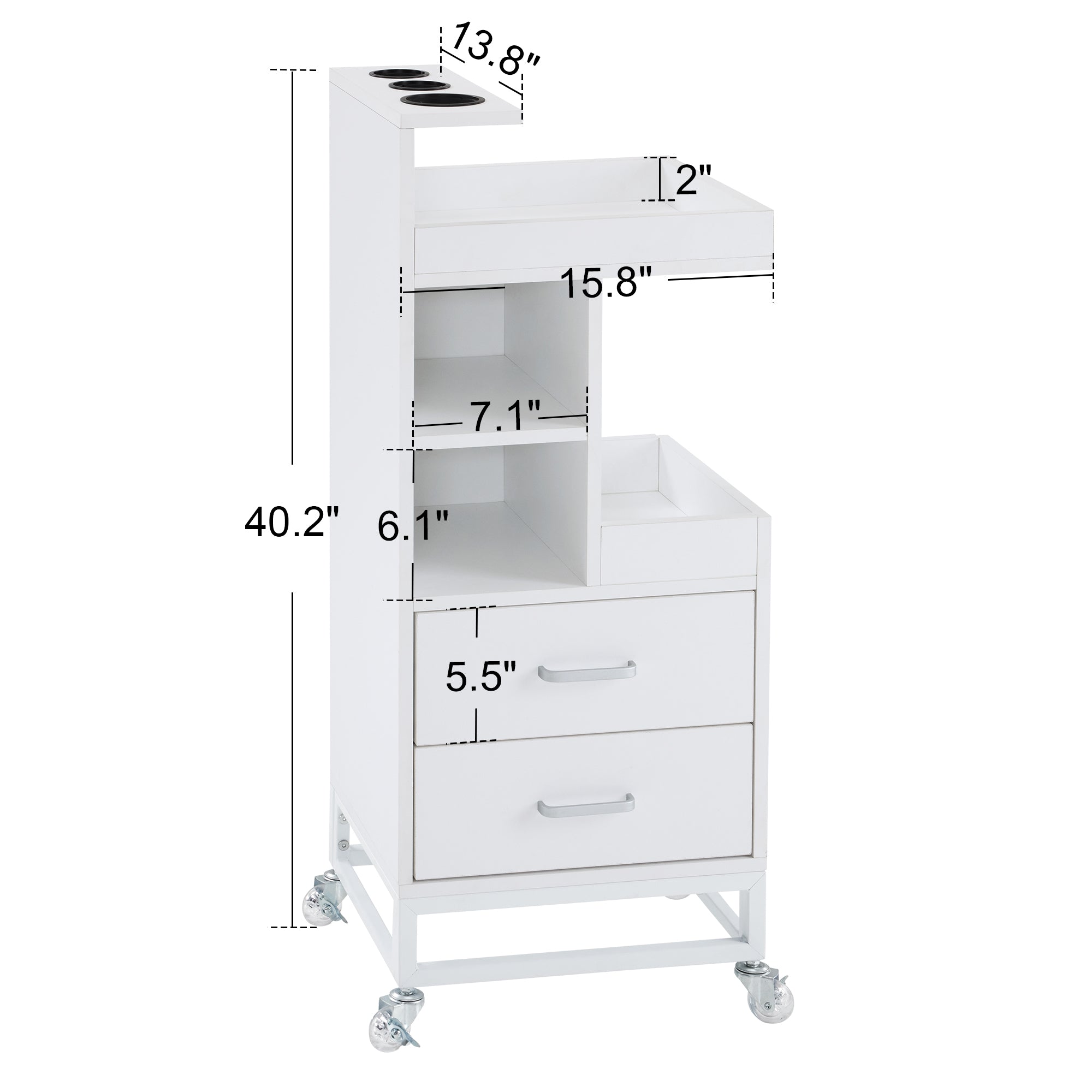 BarberPub Salon Mobile Rolling Trolley Cart  for Storage, 6 Tier Barber Station for Hair Stylist 2496