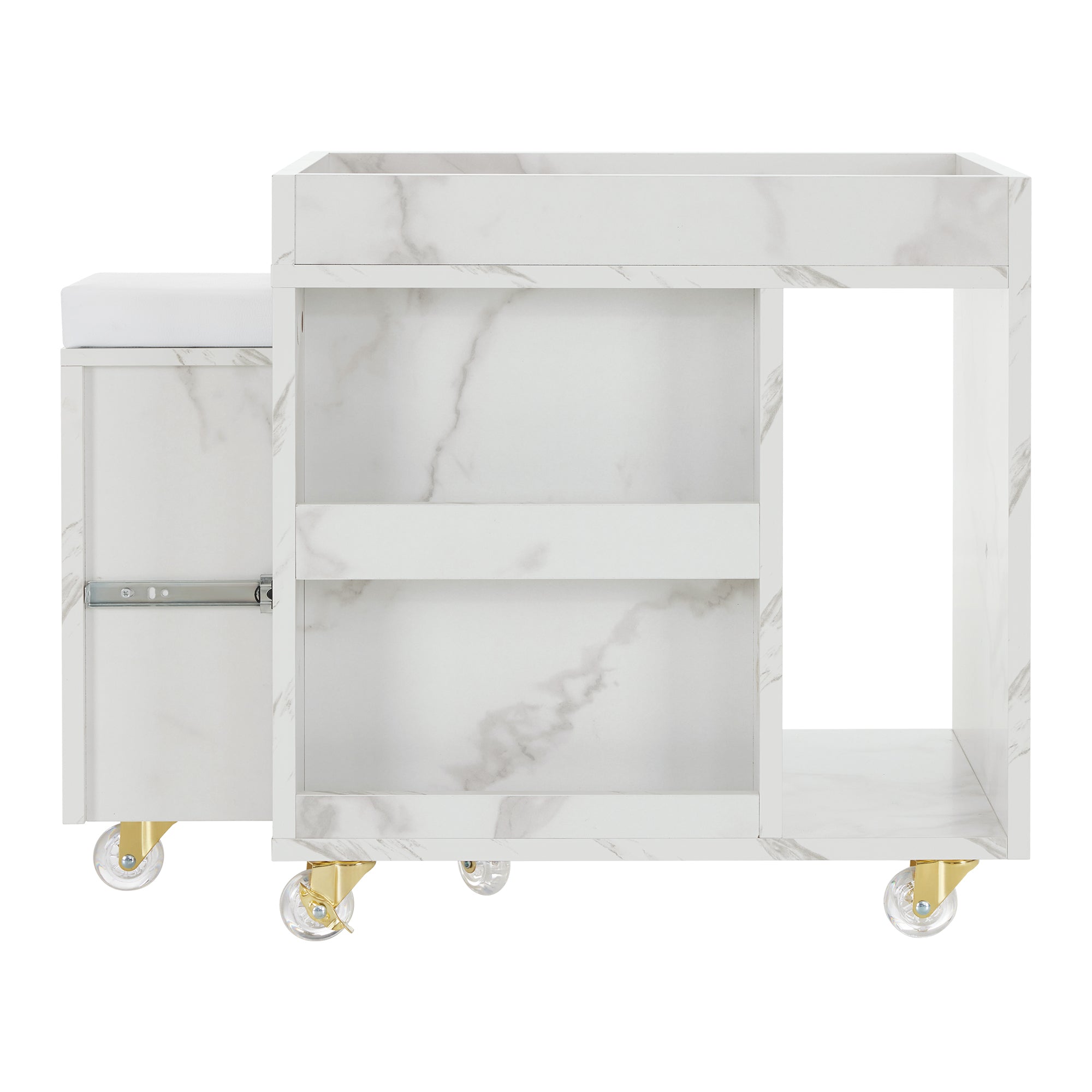 BarberPub Foot Nail Cart with Diverse Storage Spaces, Mobile Pedicure Trolley Featuring 4 Lockable Wheels 2091/2099